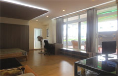 Cho thuê căn hộ 1 phòng ngủ, tầng cao với sân vườn