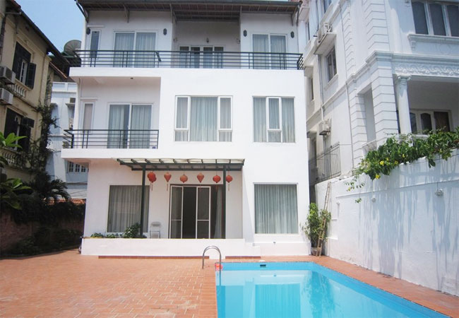 Lake view swimming pool villa for rent in To Ngoc Van,Tay Ho 